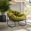 GUTENT - Chaise à bascule en rotin d'extérieur, fauteuil inclinable , vert olive.
