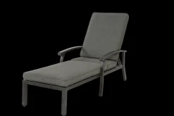 GUTENT - Chaise longue de patio avec coussin en coton, avec coussin gris imperméable (1pc)