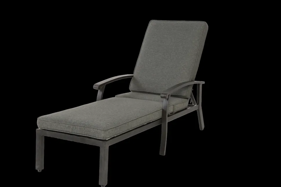 GUTENT - Chaise longue de patio avec coussin en coton, avec coussin gris imperméable (1pc)