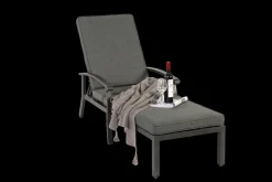 GUTENT - Chaise longue de patio avec coussin en coton, avec coussin gris imperméable (1pc)