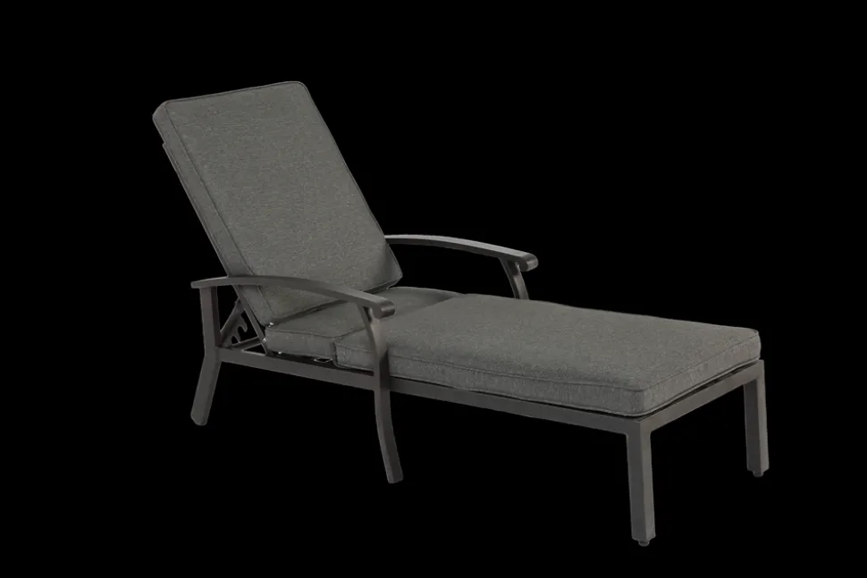 GUTENT - Chaise longue de patio avec coussin en coton, avec coussin gris imperméable (1pc)