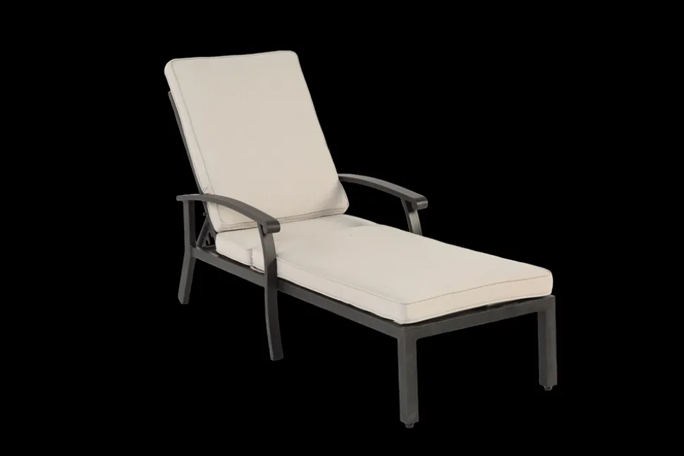 GUTENT - Chaise longue de patio avec coussin en coton, avec coussin beige imperméable (1pc)