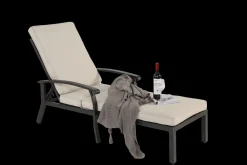 GUTENT - Chaise longue de patio avec coussin en coton, avec coussin beige imperméable (1pc)