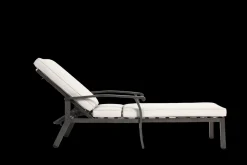 GUTENT - Chaise longue de patio avec coussin en coton, coussin imperméable beige