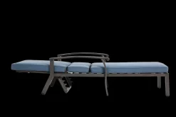 GUTENT - Chaise longue de patio avec coussin en coton, coussin imperméable bleu