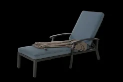 GUTENT - Chaise longue de patio avec coussin en coton, avec coussin bleu imperméable (1pc)