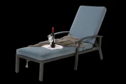GUTENT - Chaise longue de patio avec coussin en coton, avec coussin bleu imperméable (1pc)