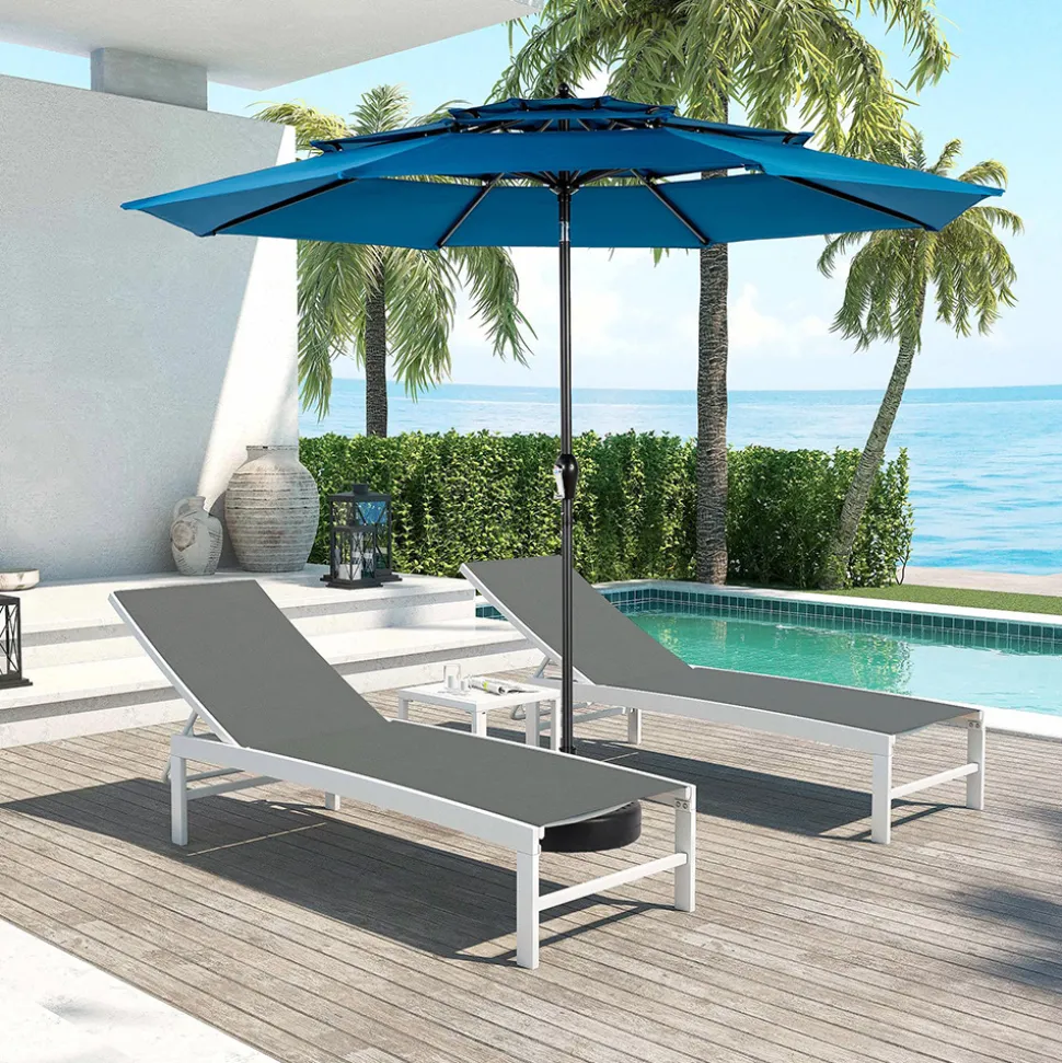 GUTENT - Parasol à manivelle,parasol extérieur double face rectangulaire grand,bleu