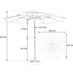 GUTENT - Parasol à manivelle,parasol extérieur double face rectangulaire grand,bleu marine