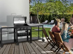 HABITAT ET JARDIN - Barbecue à gaz cuisine d'extérieur - 12 kw - 4 brûleurs - noir
