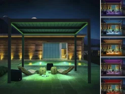HABITAT ET JARDIN - Pergola bioclimatique avec led en aluminium "windsor premium" 3 x 3 - gris