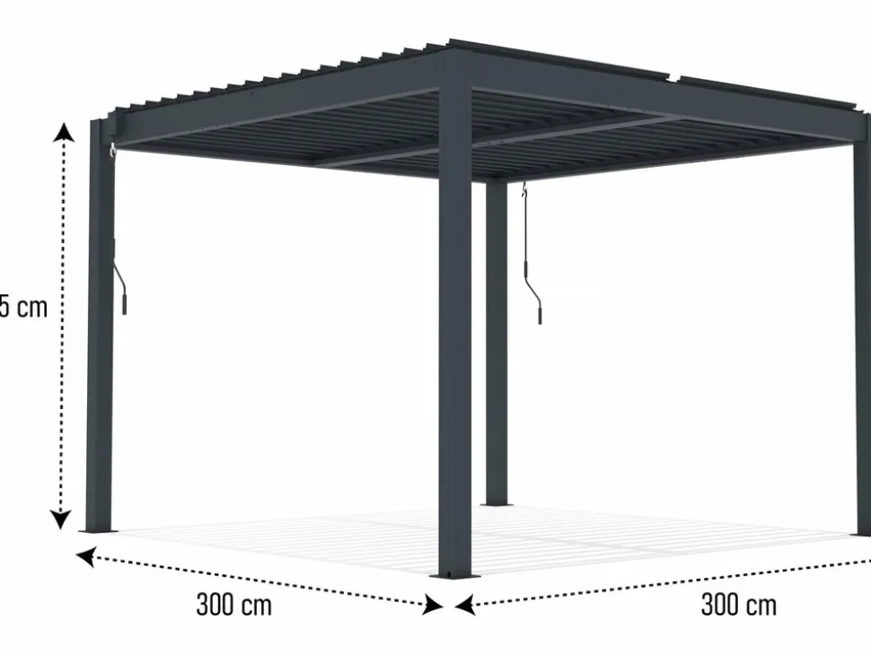HABITAT ET JARDIN - Pergola bioclimatique avec led en aluminium "windsor premium" 3 x 3 - gris