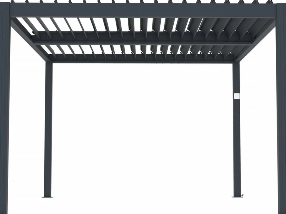 HABITAT ET JARDIN - Pergola bioclimatique électrique avec led "windsor" en aluminium 3 x 4 - gris