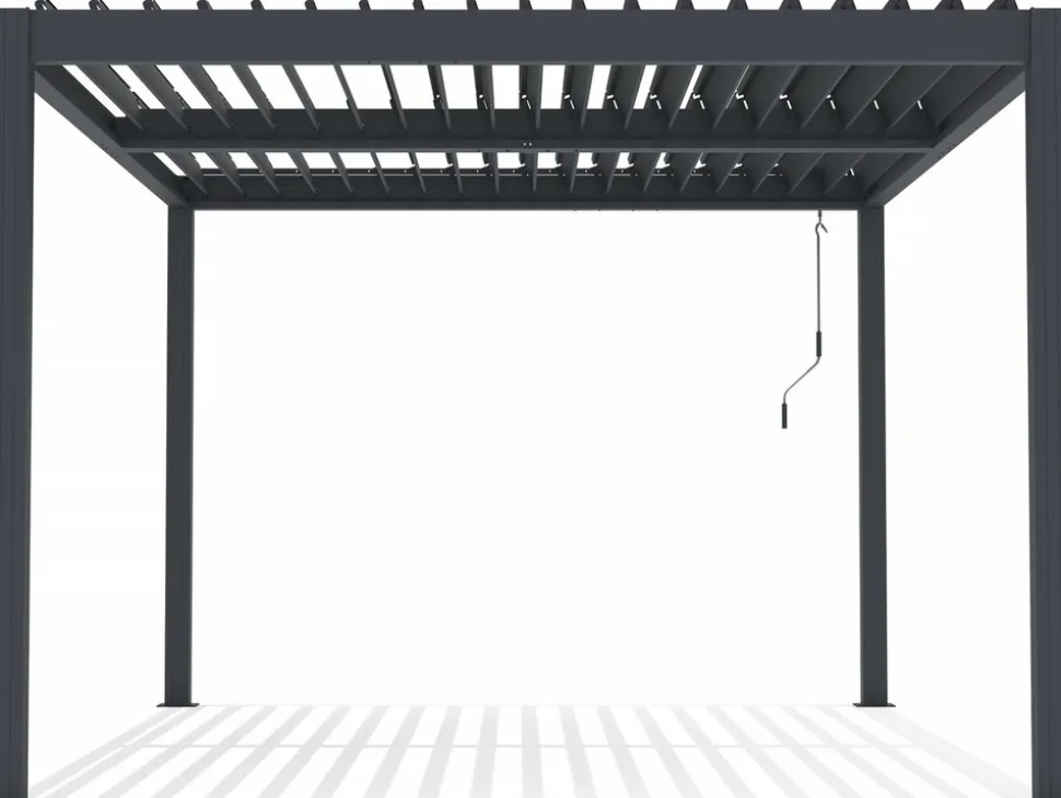 HABITAT ET JARDIN - Pergola bioclimatique avec led "windsor premium" en aluminium 3 x 4 - gris