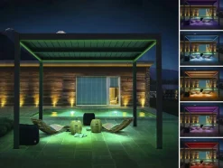 HABITAT ET JARDIN - Pergola bioclimatique avec led "windsor premium" en aluminium 3 x 4 - gris