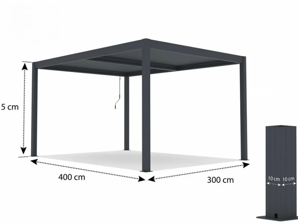 HABITAT ET JARDIN - Pergola bioclimatique avec led "windsor premium" en aluminium 3 x 4 - gris