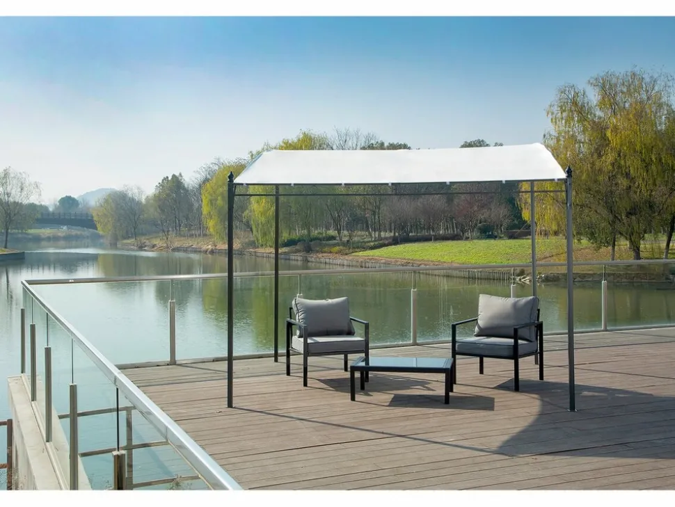 HABITAT ET JARDIN - Pergola inclinée en métal - 3 x 2,5 m - beige