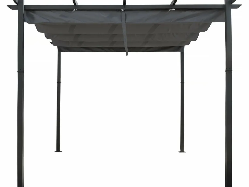 HABITAT ET JARDIN - Pergola en aluminium avec toit rétractable - 3 x 3 m - gris