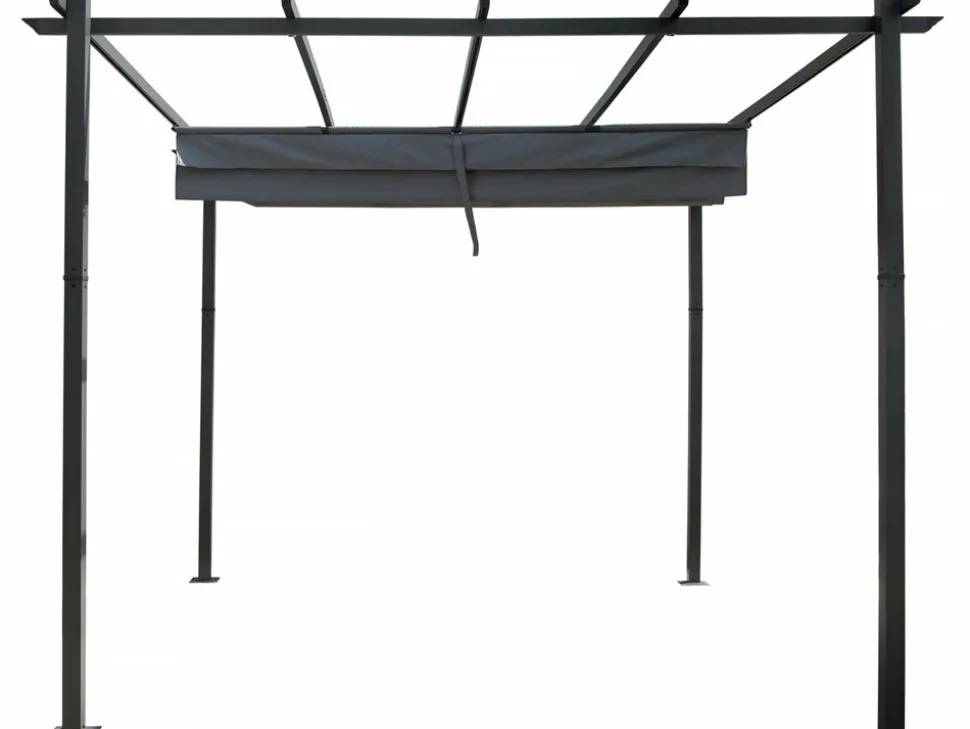 HABITAT ET JARDIN - Pergola en aluminium avec toit rétractable - 3 x 3 m - gris