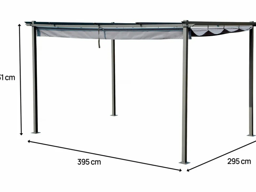 HABITAT ET JARDIN - Pergola en métal avec toit rétractable - 3 x 4 m - gris anthracite