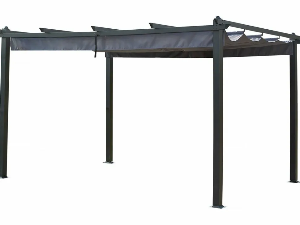 HABITAT ET JARDIN - Pergola en aluminium avec toit rétractable - 3 x 4 m - gris anthracite