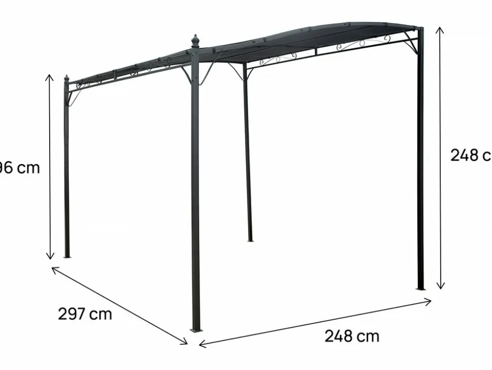 HABITAT ET JARDIN - Pergola adossée inclinée en métal - 3 x 2.5 m - gris