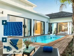 HABITAT ET JARDIN - Piscine bois rectangle " aruba "- 5.00 x 3.00 x 1.24 m + bâche à bulles 180 µ - bâche hiver 280 g/m²