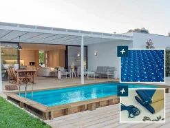 HABITAT ET JARDIN - Piscine bois rectangle " tobago "- 6.20 x 3.00 x 1.31 m + bâche à bulles 180 µ - bâche hiver 280 g/m²