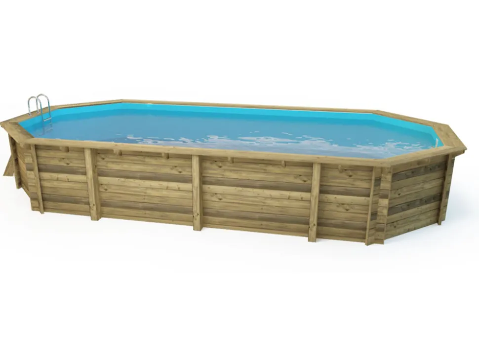 HABITAT ET JARDIN - Piscine bois " ibiza 130 " - 8.57 x 4.57 x 1.31 m - bâche à bulles 180 µ - bâche hiver 280 g/m²
