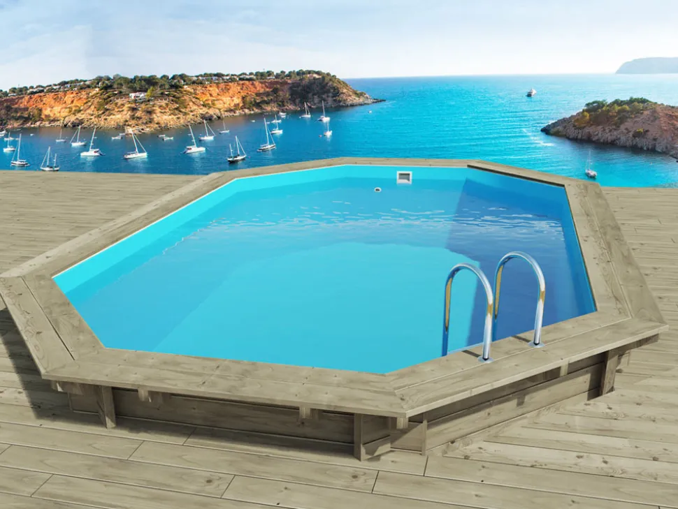HABITAT ET JARDIN - Piscine bois " miami 145 " - 4.86 x 3.36 x 1.45 m