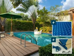 HABITAT ET JARDIN - Piscine bois rectangle " panama "- 6.20 x 4.10 x 1.45 m + bâche à bulles 180 µ - bâche hiver 280 g/m² +