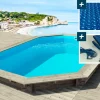 HABITAT ET JARDIN - Piscine bois " brazilia " 5.86 x 3.86 x 1.20 m - bâche à bulles 180 µ - bâche hiver 280 g/m²