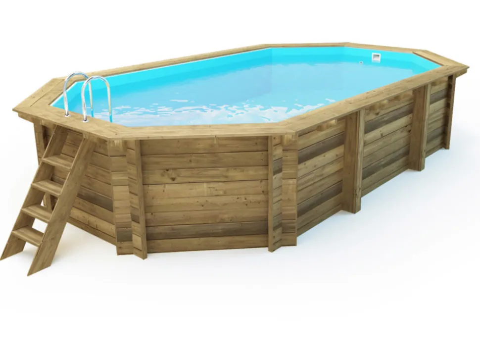 HABITAT ET JARDIN - Piscine bois " brazilia " 5.86 x 3.86 x 1.20 m - bâche à bulles 180 µ - bâche hiver 280 g/m²