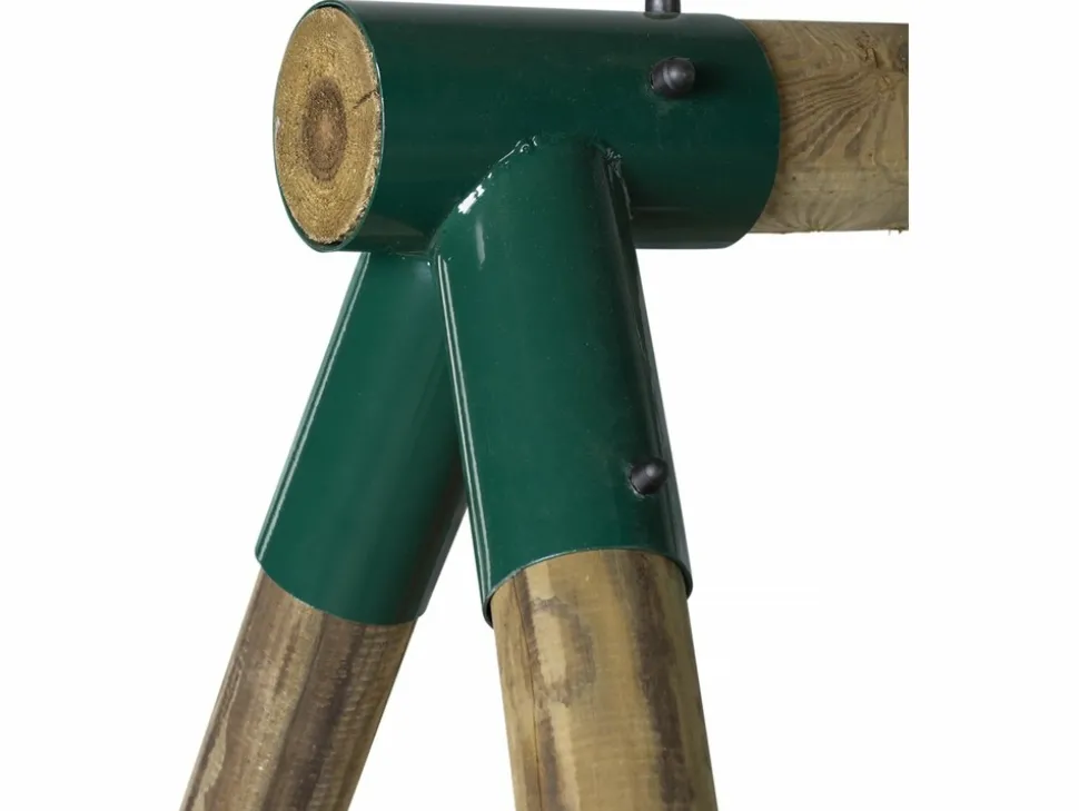 HABITAT ET JARDIN - Portique bois "nelio" - avec 2 balançoires , 1 vis-à-vis et 1 nacelle.