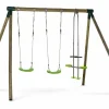 HABITAT ET JARDIN - Portique bois "lana" - avec 2 balançoires et 1 vis-à-vis.