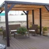HABRITA - Auvent VENETO bois + ventelles toit/mur - 10,57 m2 - dimensions 3,39 m x 3,12 m