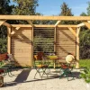 HABRITA - Auvent VENETO bois + ventelles mur - 10,57 m2 - dimensions 3,39 m x 3,12 m