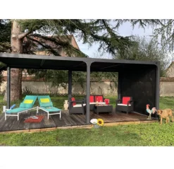 HABRITA - Habrita rideau pour pergola bioclimatique gris - per bi r36