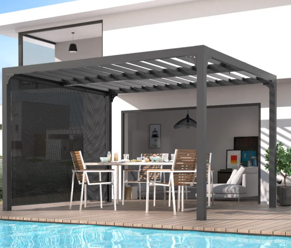 HABRITA - Habrita rideau pour pergola bioclimatique 8 personnes gris - perbir30