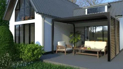 HABRITA - Pergola bioclimatique aluminium 10,80 m² - gris anthracite - ventelles latérales
