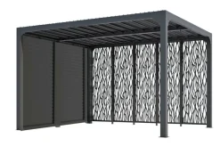 HABRITA - Pergola bioclimatique aluminium 10,80 m² + panneaux moucharabieh - coloris gris