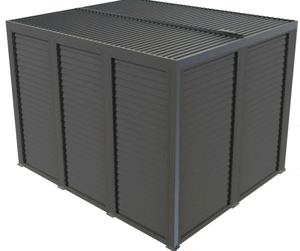 HABRITA - Pergola bioclimatique + ventelles alu mobiles côté 3 m + côté 3,60 m - 10,80 m2 - Alu