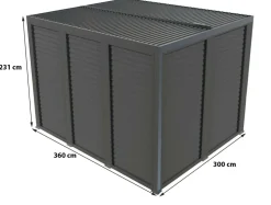 HABRITA - Pergola bioclimatique + ventelles alu mobiles côté 3 m + côté 3,60 m - 10,80 m2 - Alu