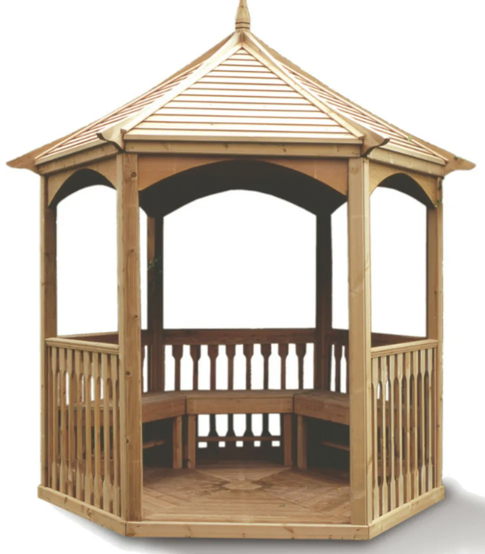 Habrita pavillon hexagonal 4.74m² bois naturel - kia28.01