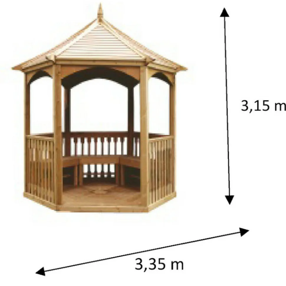 Habrita pavillon hexagonal 4.74m² bois naturel - kia28.01