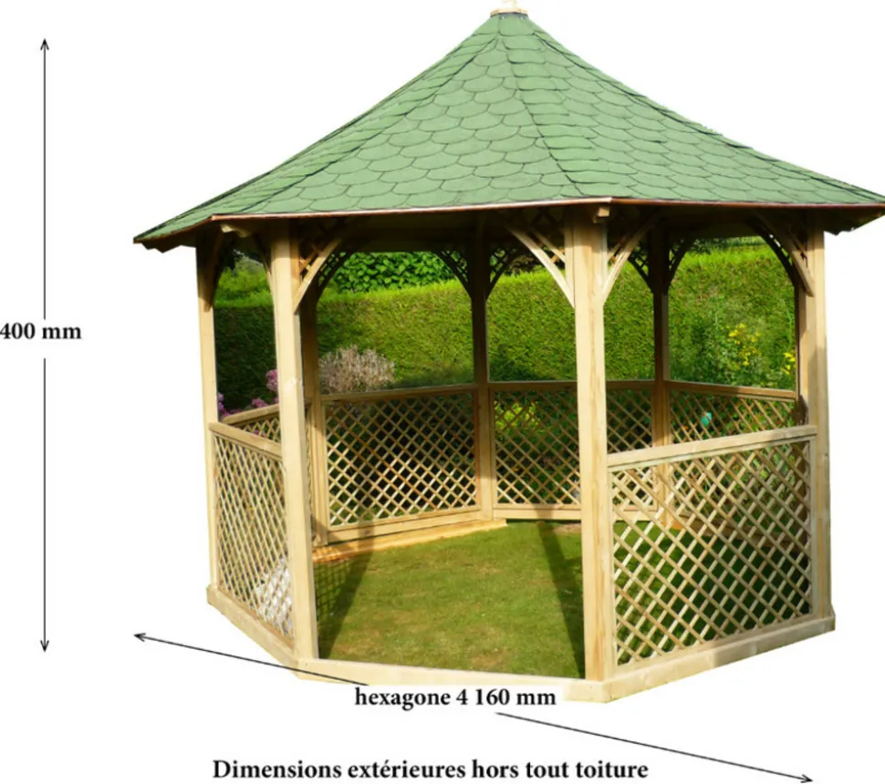 Habrita pavillon octogonal 8.78m² bois naturel - kic35