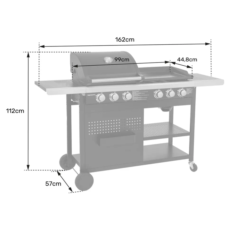 HAPPY GARDEN - Barbecue duo au gaz vesuvio - 3 brûleurs + plancha 3 brûleurs
