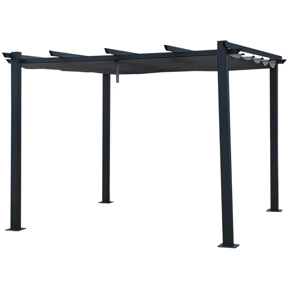 HAPPY GARDEN - Pergola autoportante 3 × 3m cassis grise - structure aluminium