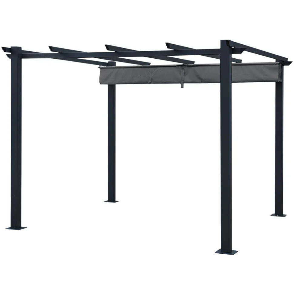 HAPPY GARDEN - Pergola autoportante 3 × 3m cassis grise - structure aluminium