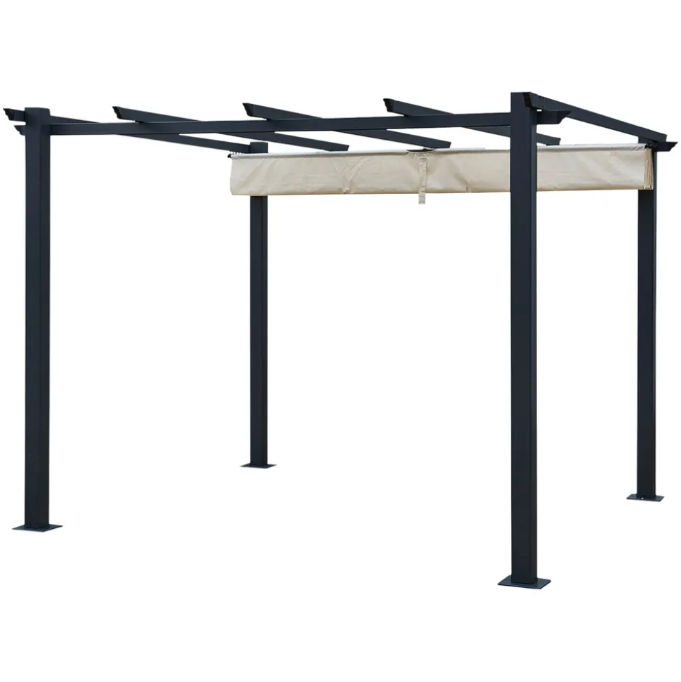 HAPPY GARDEN - Pergola autoportante 3 × 3m cassis beige - structure aluminium